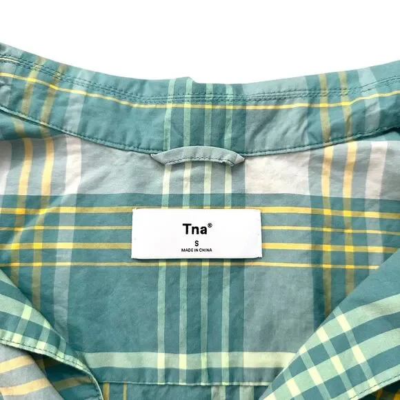 Aritzia TNA Button Down Plaid Shirt | Teal | Size S | NWOT - Picture 4 of 5
